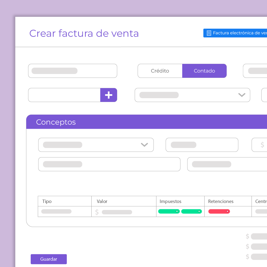 Crea facturas electrónicas de venta.