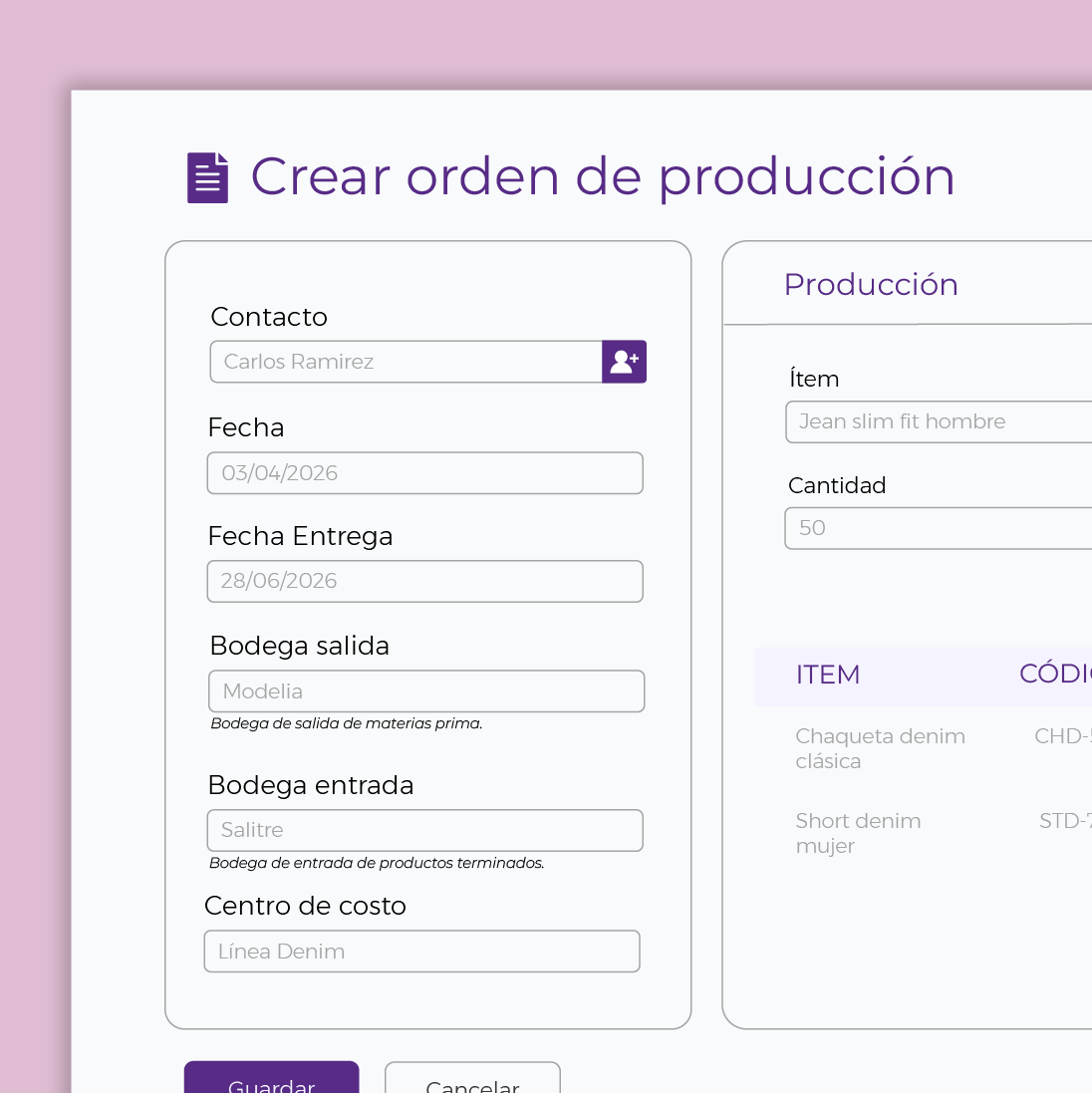 Planificación de producción.