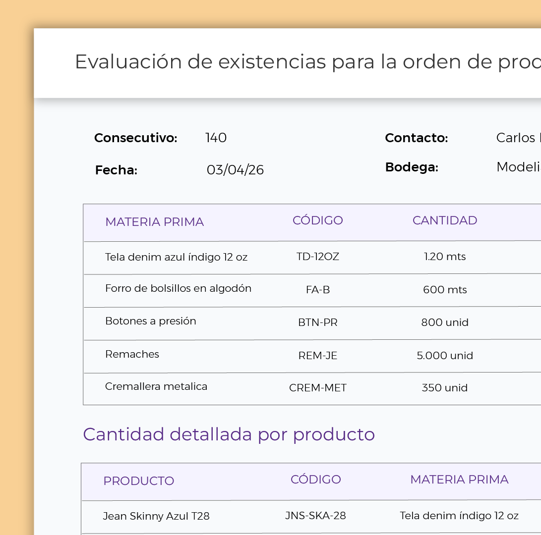 Control de entrega.