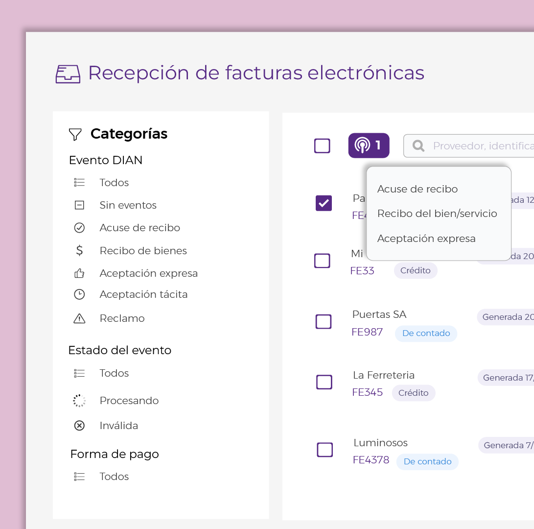 Gestión de facturas electrónicas