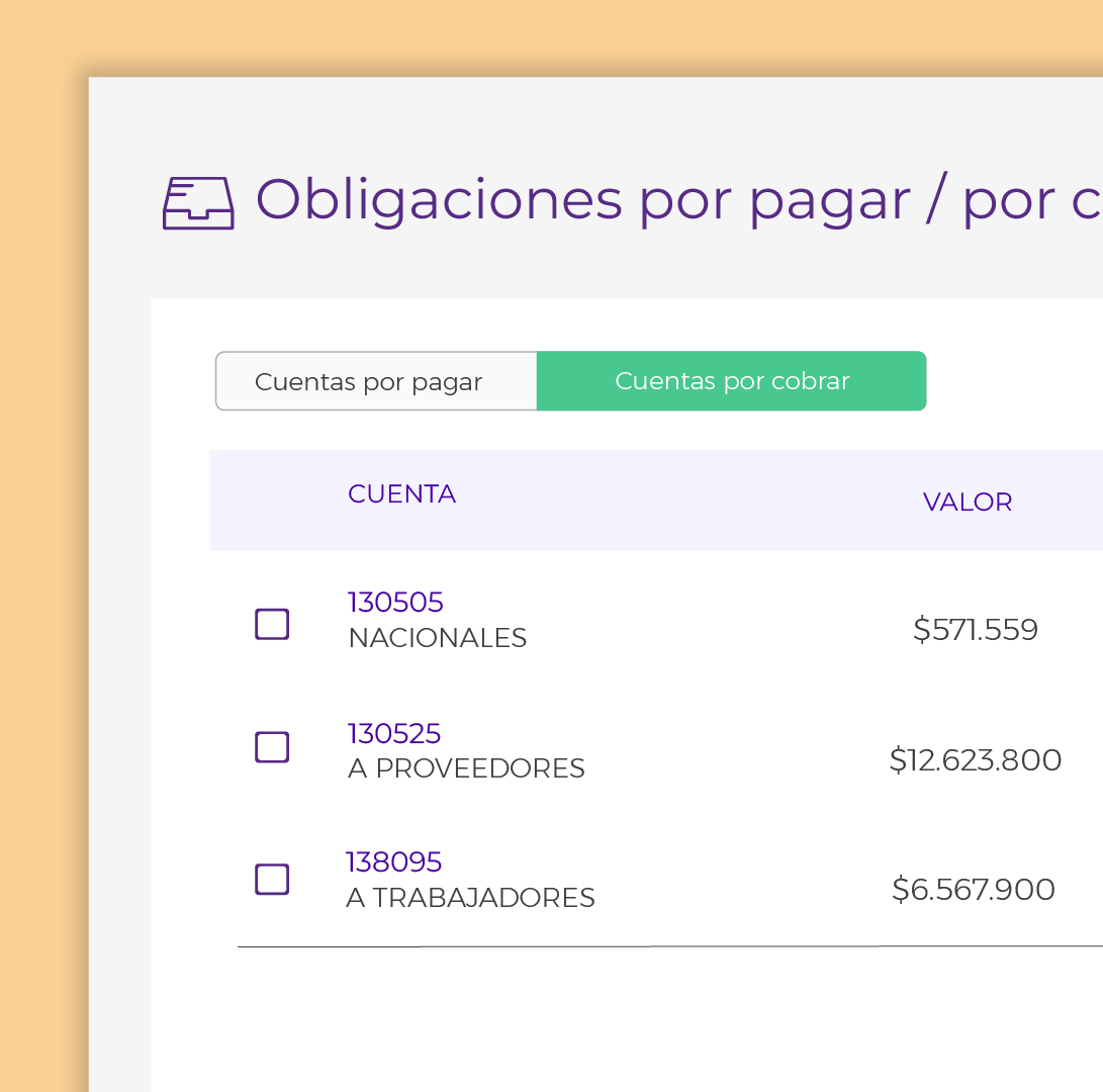 Control de movimientos financieros.